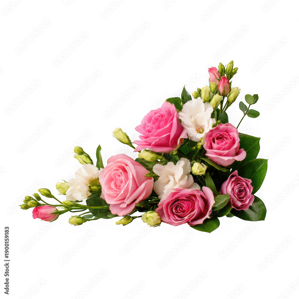 Fototapeta premium Elegant pink rose bouquet isolated on transparent background