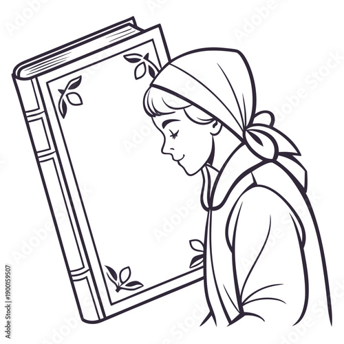 A young woman gazing into a mirror with a thoughtful expression.