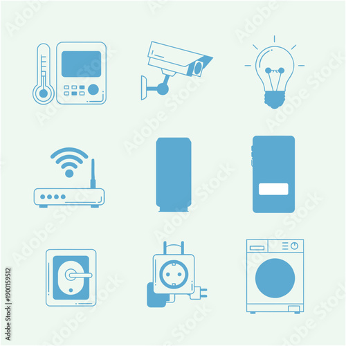 Set of modern home appliances and electronics icons