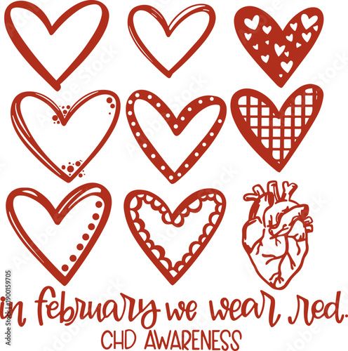 In February We Wear Red Shirt CHD Awareness Svg, Heart Disease Awareness Svg 