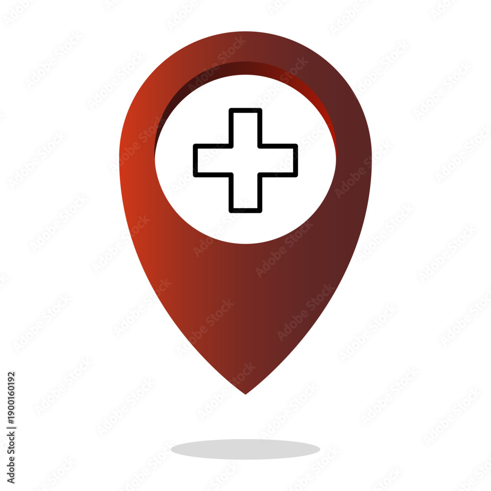 Fototapeta premium Hospitalized pharmacies Vector. Physician services locations. Emergency treatments points. Hospitals clinical markers.