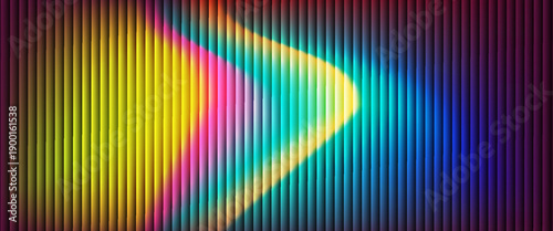 Fractal glass texture with vibrant colorful dynamic gradient. Fluted vertical lines with vivid liquid gradient. Bold dynamic design blending futuristic tones and radiant colors for modern visual art