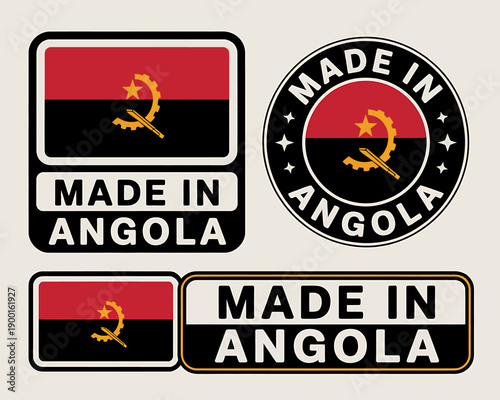 Made in Angola flag stickers and labels for products  various shapes and designs