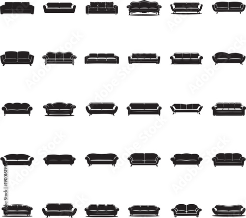 Sofa silhouette isolated with white background