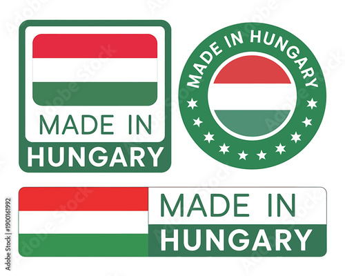 Made in Hungary country flag stickers and labels set