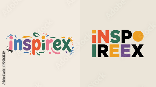 a side by side comparison of two variations of the inspirex logo one with floral elements and another with bold typography high quality professional detailed modern