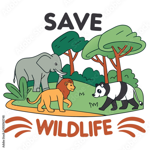 “Save Wildlife Concept – Animal Conservation Vector”