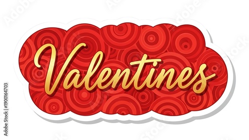 Vibrant red backdrop featuring a prominent circular frame and an abundance of small hearts, symbolizing deep affection