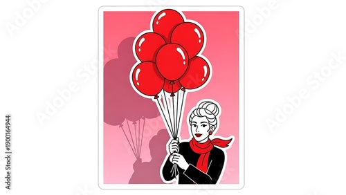 Vibrant red backdrop featuring a prominent circular frame and an abundance of small hearts, symbolizing deep affection