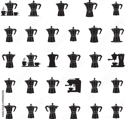 Coffee maker silhouette isolated with white background