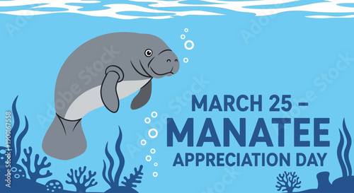 Manatee swimming underwater on Manatee Appreciation Day