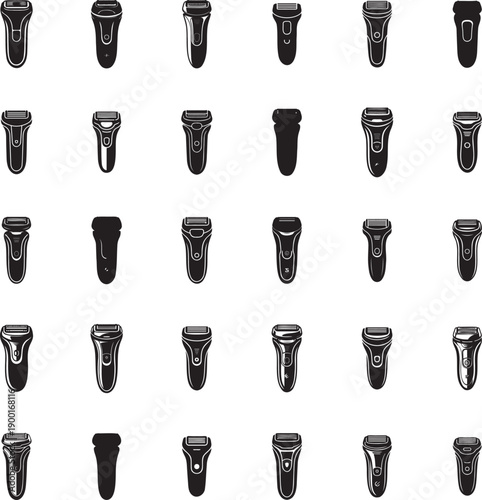 Electric shaver silhouette isolated with white background