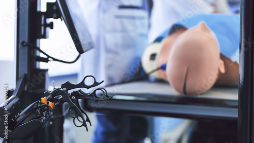 фотографія Robotic surgical training system with simulation dummy for medical education