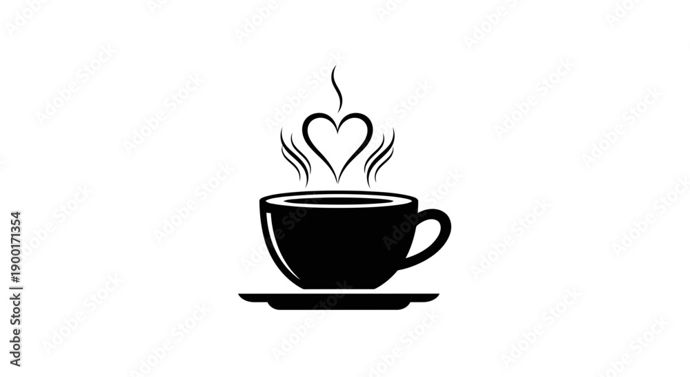 Obraz premium steaming coffee cup with heart shaped steam