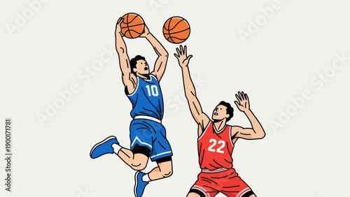 Basketball players action illustration on white background sport and competition