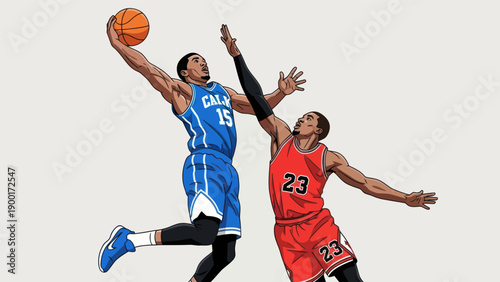 Basketball players in action a dynamic illustration of sports and competition