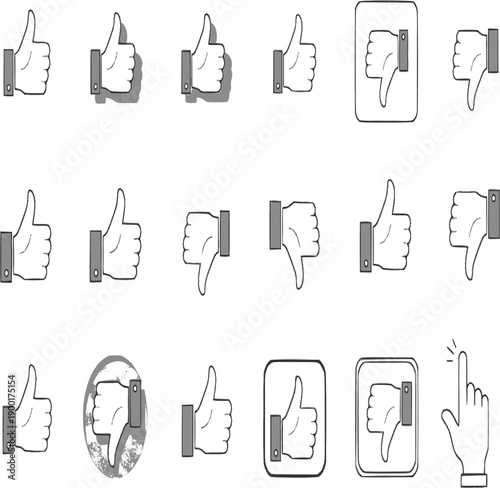 Thumb Up Thumb Down Icon Set | Thumbs Up Down Vector Illustration Logo | Thumb-Up Thumb-Down Icons Isolated Collection