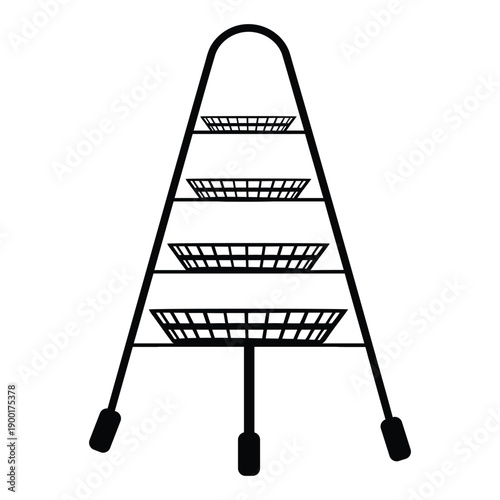 Modern display rack with four baskets for retail or storage