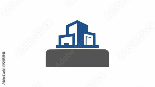 Modern blue building block structure.