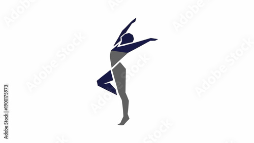 Woman in dynamic yoga pose.