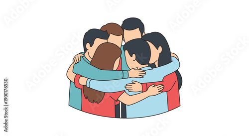 A group of people embracing in a tightly knit circle showing unity