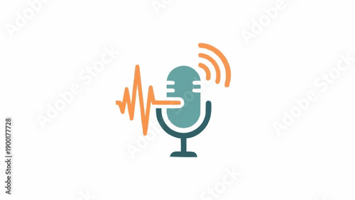 Microphone Icon with Sound Wave Signal.