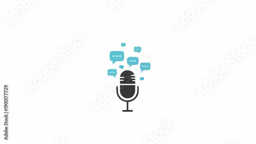 Microphone with Speech Bubbles Illustration.