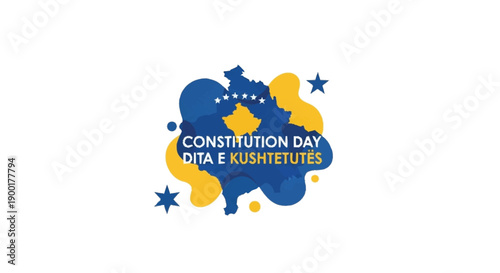 Constitution Day Albania map with text Dita e Kushtetutes blue