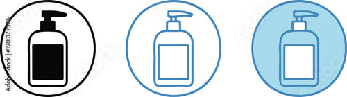 Hand Sanitizer Pump Bottle Icon Set in Colorful Circle Style for Hygiene