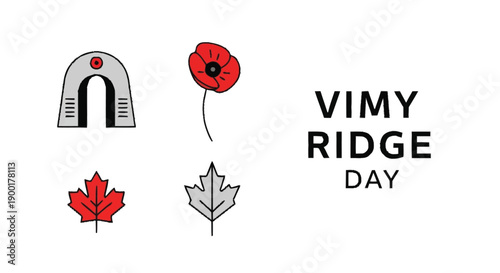 Vimy Ridge Day symbols including poppy maple leaves and monument maple leaf Canadian symbols