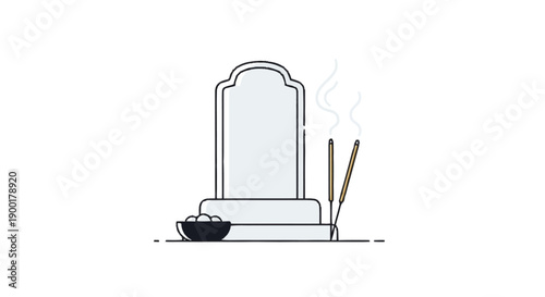 Buddhist altar with incense sticks and offerings bowl