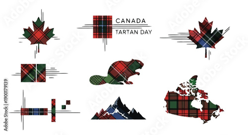 Canada Tartan Day Plaid Patterns and Symbols maple leaf beaver