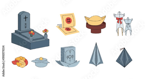 Chinese funeral offerings grave paper money clothing