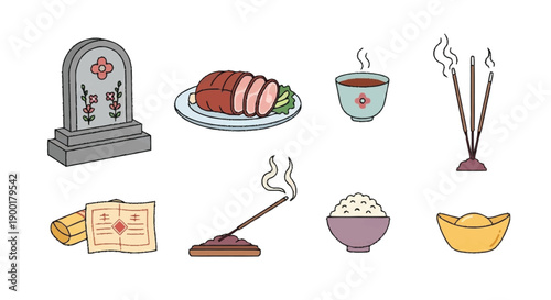 Chinese tomb offerings food incense