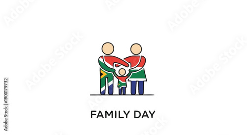 Family in South African flag colors hugging on Family Day people