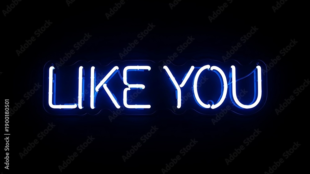 Obraz premium A neon sign displays the words 'LIKE YOU' in a dark room.