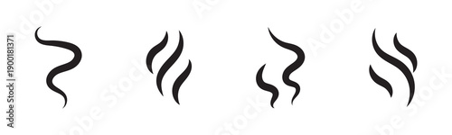 Smoke steam icon set vector. Hit stink, coffee, fragrance flame elements. Smoke smell, steam aroma heat symbol. vector illustration.