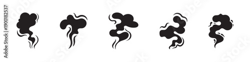 Smoke clouds vapour icons set silhouette vector illustration with white background.
