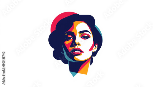 A vibrant, stylized illustration of a woman's face in a colorful, geometric design women's day