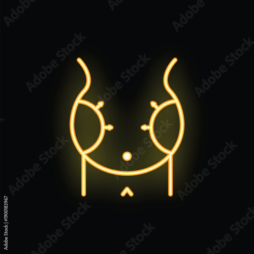 Glowing neon yellow ovaries and uterus symbolize female reproductive health and fertility