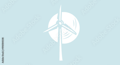 wind turbine silhouette on blue background