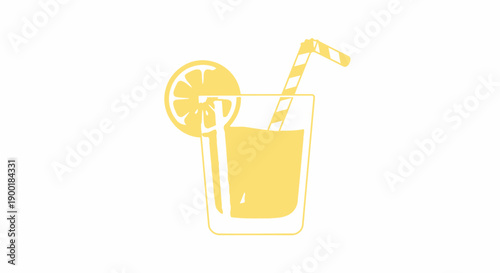 yellow cocktail glass with lemon and straw