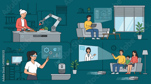 Smart Home of the Future: Seamless Integration of Technology for Modern Living, Illustrating Automation, Connectivity, and Comfort in Daily Routines, Enhancing Lifestyle