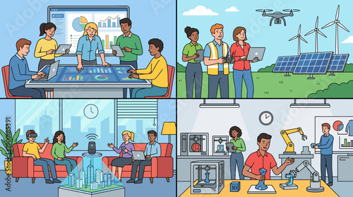 Innovative Tech Solutions: Collaboration, Sustainable Energy, Smart Homes, and 3D Printing - A Vision of the Future of Technology and Engineering for Business and Education