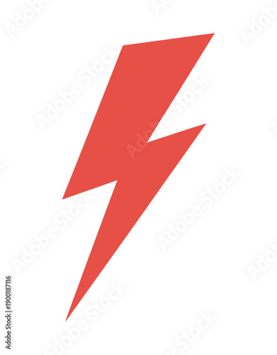 A bold red lightning bolt graphic on a clean white background