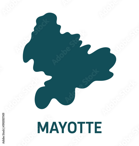 A map of the French overseas department of Mayotte in dark green on a white background