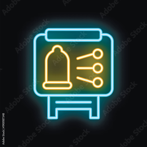 Neon sign showing the effectiveness of condoms as a barrier contraceptive method