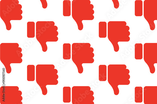 A pattern of red thumbs down icons on a white background