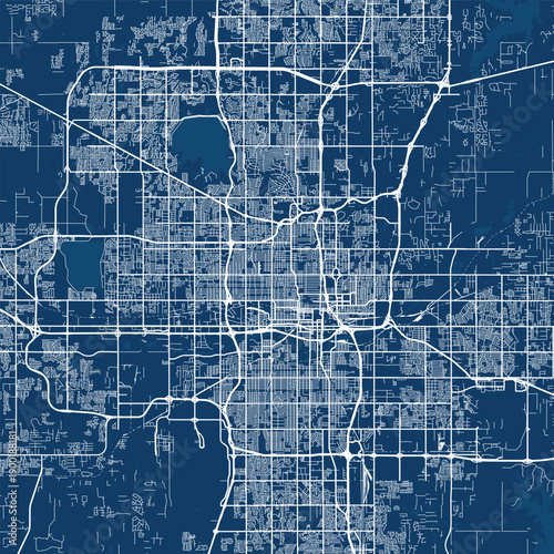 Oklahoma City City Map discover intricate detailing in this refined blueprint inspired design showcasing the structured urban landscape with sophisticated subtle monochrome aesthetics.