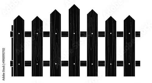 Black picket fence illustration with a simple repeating pattern